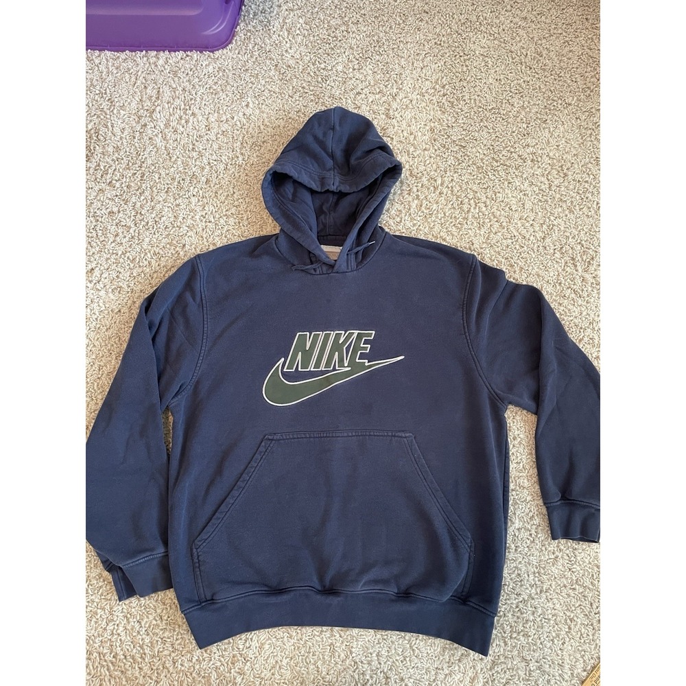 Vintage Y2k Nike Navy Blue Hoodie Spell Out Size Medium